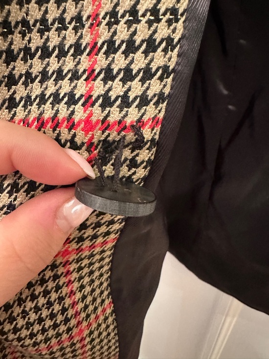 Anine Bing Womens Madeline Double-Breasted Plaid Blazer - Red/Black Houndstooth - Picture 8 of 12